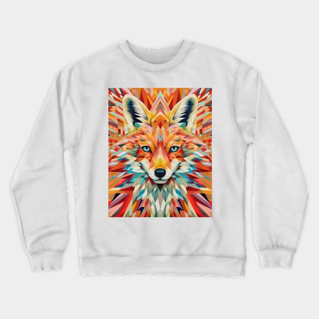 Spectrum Fox: Radiant Op Art Red Fox Design Crewneck Sweatshirt by Unboxed Mind of J.A.Y LLC 